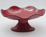 Southern Living At Home Cinnabar Red Stoneware Oval Compote 13.25"X6.5" Portugal. Fixed Price $36.00.