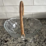 Toscany Essentials Country Harvest Glass Fruit Basket /bowl With Rattan Handle. Fixed Price $23.49.