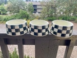 3 Mackenzie-childs Courtly Check Medium Pet Dish's 5.5" Used As-is. Fixed Price $65.00.