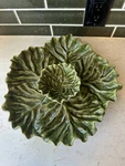 Vtg Pottery Barn Garden Crudite Majolica Green Cabbage Leaf Serving Platter Bowl. Fixed Price $65.00.