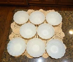 Hazel Atlas Milk Glass Swirl Fruit Or Berry Bowls, Set Of 8 (a). Fixed Price $22.50.