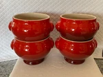 Lot Of Le Creuset French Onion Soup Bowls Cerise Red # 14-32. Fixed Price $68.99.