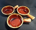 3 Lug Mccoy Pottery Brown Drip Soup Bowls #7050 (1 Chip In Each Handle). Fixed Price $15.00.