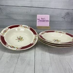 Mcm Homer Laughlin HL1060 Red Insets Pink Blue Yellow Flowers Soup Bowls 4. Fixed Price $33.99.