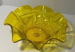 Blenko 3744X - Very Old Design Ruffled Crackled Glass Bowl Yellow 9.5 3.75. Fixed Price $26.00.