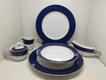 Cobalt Blue Cathy Hardwick By Mikasa 7 Piece Serving Set Porcelain Classic. Fixed Price $119.20.