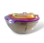Alpine Cuisine 10 Piece Glass Set 5 Nesting With Multicolored Lids. Fixed Price $12.00.