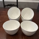Set Of 6 Mikasa Delray Solid White Bone China Berry Dessert Bowls 4.5" Round Euc. Fixed Price $52.00.