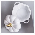 White Pumpkin-shaped Ceramic Bowls With Gold Stem, Shiny Finish, Set Of 2. Fixed Price $30.00.