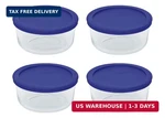 Pyrex 4 Cup Glass Bowls & 7201-PC Cadet Blue Food Storage Replacement Lids. Fixed Price $52.43.