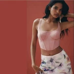 Anthropologie Mesh Corset Top, Hook And Eye Closures Pink Sz M. New. Fixed Price $24.00.