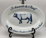 Williams Sonoma French Je Demande Du Boeuf Beef Steak Platter Plate Oval 12.5". Fixed Price $25.00.