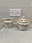 Syracuse China Orchard Sugar Bowl W/ Lid And Creamer. Fixed Price $34.99.