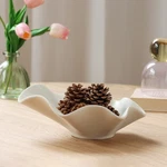 Elegant Off-white Ceramic Decorative Bowl With Ruffle Design For Indoor Tabletop. Fixed Price $23.19.
