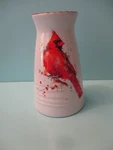 Demdaco Redhead Cardinal Vase By Dean Crouser Stoneware Pottery 7" Bird Decor. Fixed Price $19.00.