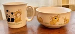 Baby W/matching Cup Porcelain Bowl/dish Panda Rabbit Tiger Fox Euc. Fixed Price $19.00.