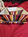 Pampered Chef Simple Additions 7 1/4 & Striped Square Bowls " Plate. Fixed Price $19.98.