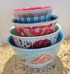 Pioneer Woman Christmas Holiday Cowboy Plasric Melamine Mixing Bowl Set Of 4. Fixed Price $21.21.