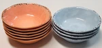 Tommy Bahama 10 Melamine Turquoise & Pink Rustic Crackle Cereal Dessert Bowls 7". Fixed Price $42.95.
