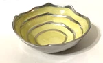 Michael Wainwright Yellow Como Enamel & Aluminum Medium Art Bowl 7 Signed. Fixed Price $25.00.