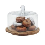 Food In Style - Libbey Acaciawood Round Server With Glass Dome. Fixed Price $89.99.