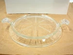 Vintage Crystal Table Server 7" Serving Tray Trivet Handles. Fixed Price $25.00.