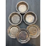Wilton Armetale Queen Anne Pewter Scalloped 7" 3 Soup Bowls Bread Plates Set. Fixed Price $44.95.