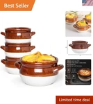 French Onion Soup Bowls With Handles, 16 Oz Ceramic Serving Crocks .... Fixed Price $53.77.