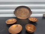Antique Set Of 5 Large Middle Eastern Copper Nesting Bowls Hand Engraved. Fixed Price $49.99.