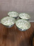 Set Of 4 Artisan De Luxe Green Rose Scroll Melamine Cereal/salad Bowl 6" New. Fixed Price $39.99.