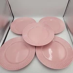 Set Of Ikea Pink Ceramic Dinner Plate Ribbed Edges 10.75" 12011. Fixed Price $59.99.