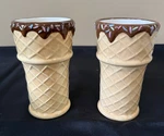 Oneida Kitchen Hand Painted Ceramic Ice Cream Waffle Cone Dish - Set Of Two. Fixed Price $14.99.
