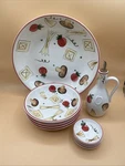 Noble Excellence, Red Trim Pasta 101 Salad Bowl, 4 Bowls, Dip & Crudit. Fixed Price $44.99.
