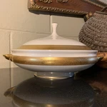 Lenox Westchester 9" Round Covered Vegetable Serving Bowl Gold Mark Usa Pristine. Fixed Price $249.95.