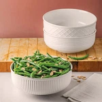 Trudeau 3-PIECE Porcelain Serving Bowl Set 9.4-INCH Diameter White 1901720 Boxed. Fixed Price $42.49.