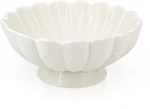 Art Cream White Stoneware Fluted Scalloped 8" Decorative Pedestal Bowl. Fixed Price $25.00.