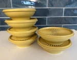 Vtg Tupperware Harvest Gold Yellow Cereal Salad Bowls & Lids 890 80S Set Of 6. Fixed Price $25.60.