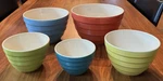 Crate & Barrel Parker Beehive Nesting Bowls Set 5 Colorful Portugal Stoneware. Fixed Price $64.99.