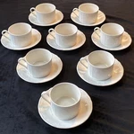 Set Of 8 Mikasa South Hampton White DY902 Shell Pattern Cup & Saucer Dinnerware. Fixed Price $49.00.