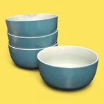 Set Of 4 Nordstrom At Home Blue Ceramic Soup Salad Bowls 6". Fixed Price $35.00.