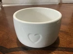 Ankyo Dolomite Ceramic Embossed Heart Design Mini Snack White Cup 3.5" 2.5". Fixed Price $9.99.