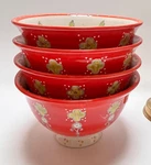 Set Of 4 Anthropologie Elka Ayaka Handpainted Bowls Red Persimmon Soup Cereal 6". Fixed Price $59.95.