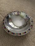 Mikasa Carnival DPK01-739 15IN Deep Metal Bowl Shiny Geometric Silver/multicolor. Fixed Price $30.00.