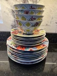 19PC Anthropologie Estudio Flores Sissinghurst Castle Floral Plates & Bowls. Fixed Price $500.00.