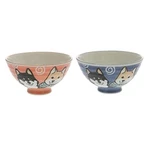 Stylish Red Blue Japanese Rice Bowls - Handmade Shiba Dog Design Set Of 2. Fixed Price $39.99.