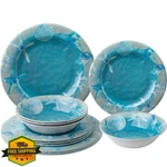 Zarocrus 12PC Melamine Dinnerware Set Coastal Plates Bowls Unbreakable Camper. Fixed Price $68.99.