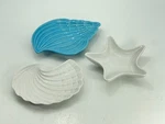 Ceramic Seashells Dish Bowl Trinket Andrea By Sadek Nautical White Blue. Fixed Price $22.99.