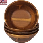 Natural Acacia Wooden Serving Bowl Set Salad Durable Waterproof Easy Clean New. Fixed Price $53.64.