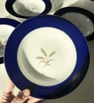 Set 2-ROSENTHAL Dignity Winifred Wheat Cobalt Blue & Gold 8" Rimmed Soup Bowls. Fixed Price $59.99.