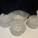 Set Of 11 Clear Pressed Glass Diamond Berry Hobnail Serving Bowls. Fixed Price $17.00.